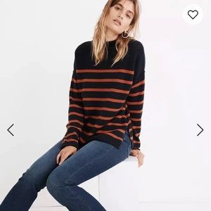 Madewell striped whitworth mockneck sweater in coziest yarn, size S